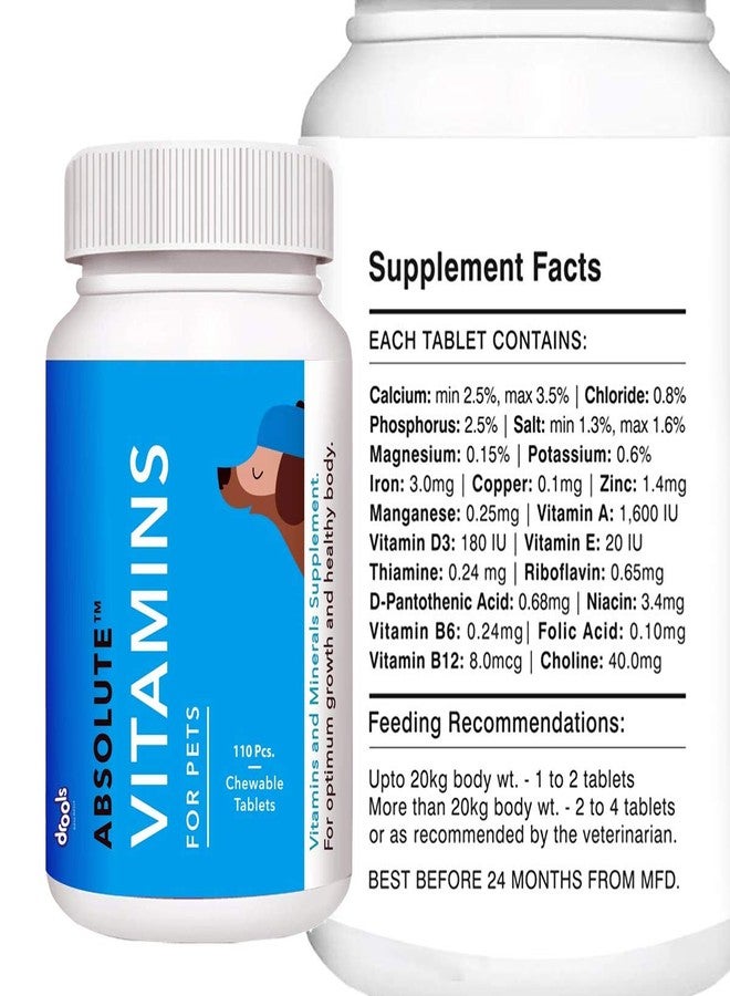 Drools Dog Supplements Combo of Vitamin Tablet - 110 Pcs and Calcium Bone Jar - 40 Pieces, 600g - Image 3